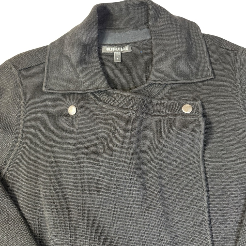 Eileen Fisher Moto Style Cardigan silk blend size L - Picture 4 of 12